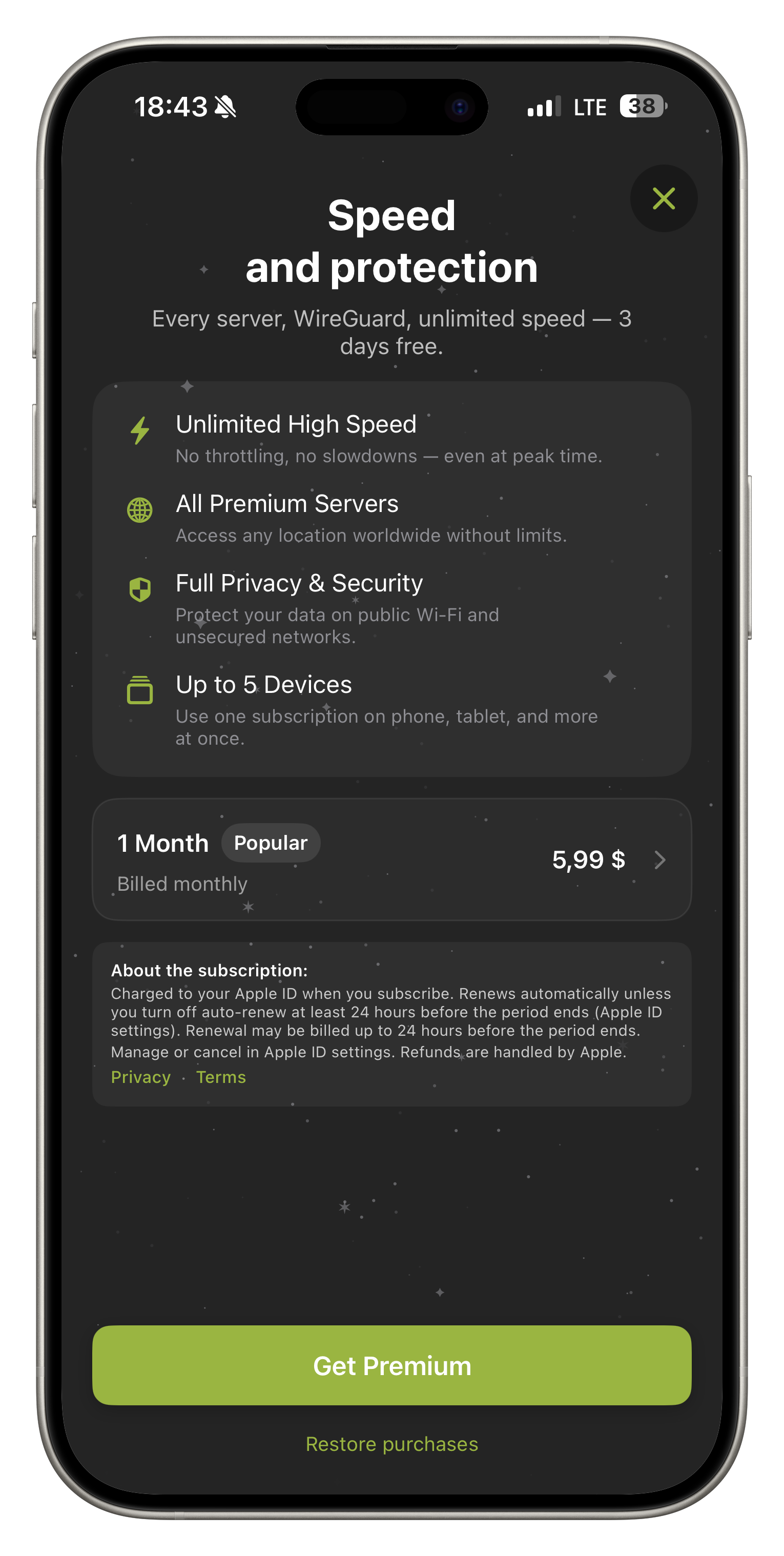 FollowNet VPN — statistics and Speed Test