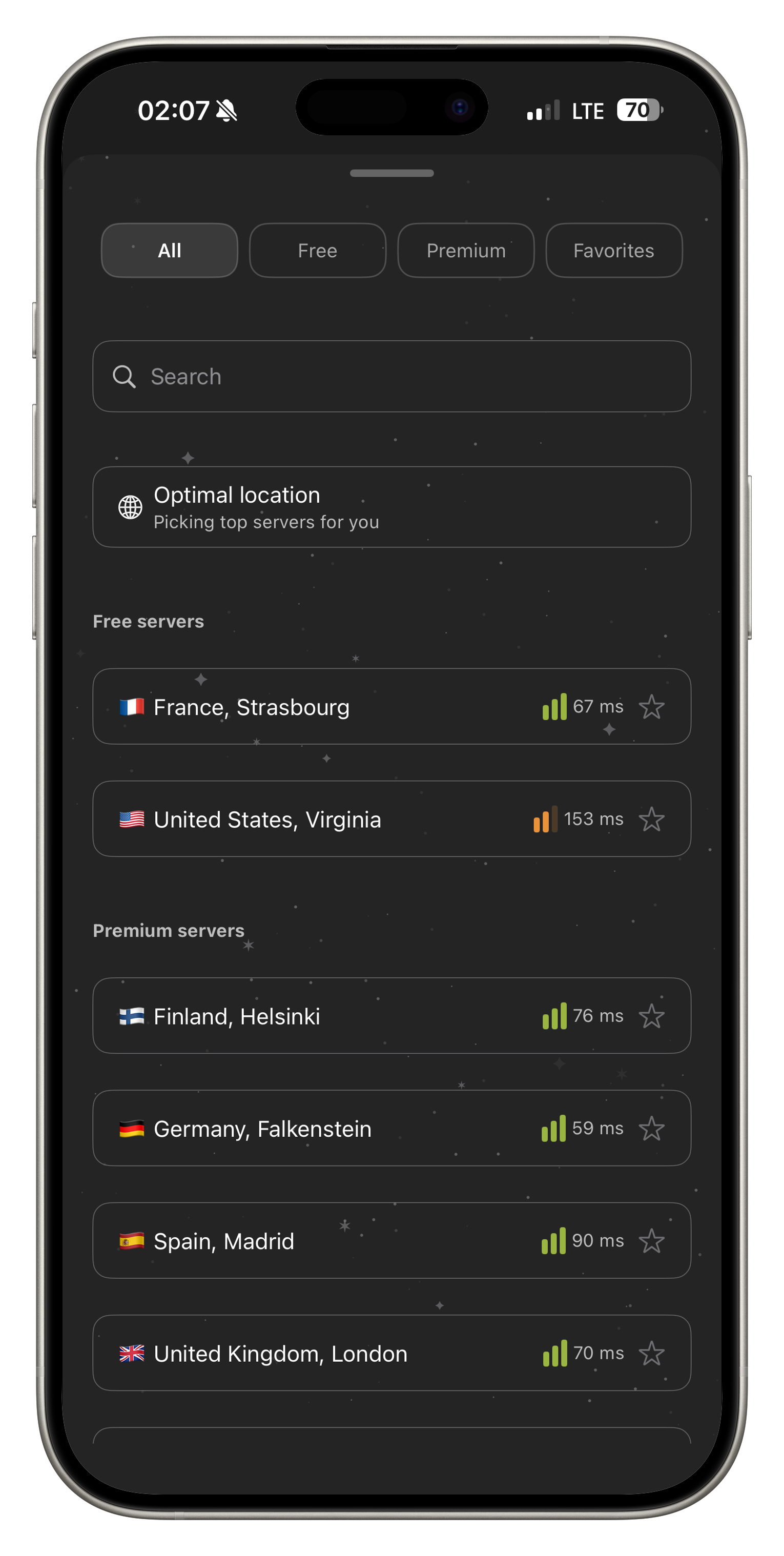 FollowNet VPN — server list