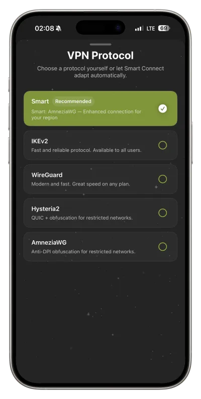 FollowNet VPN — choix du protocole